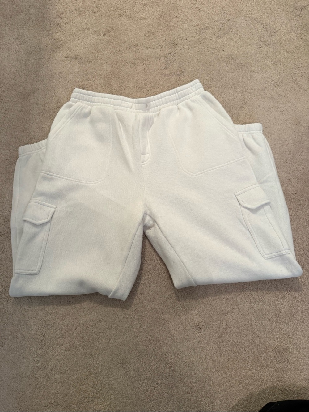 Z Supply White Cargo Sweatpants with Elastic Waist
